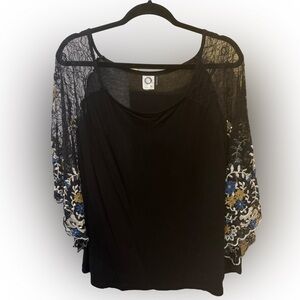Lace-Sleeved Blouse